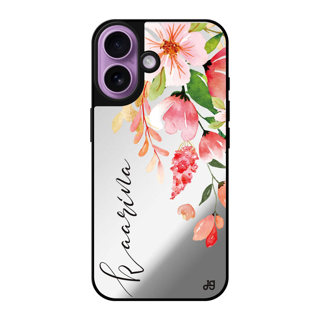 Reflective iPhone 16 Mirror Case –Watercolor Blossom Design