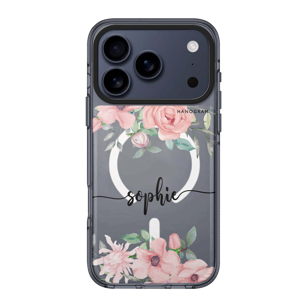 Forever Love Rose personalized name pink flower heart floral iPhone 17 Pro Max ultra clear case