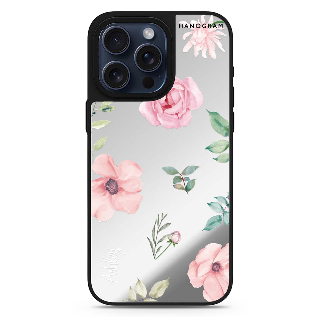 Rose Flower personalized name MagSafe mirror case for iPhone 16/15/14 Pro Max and Pro, main view