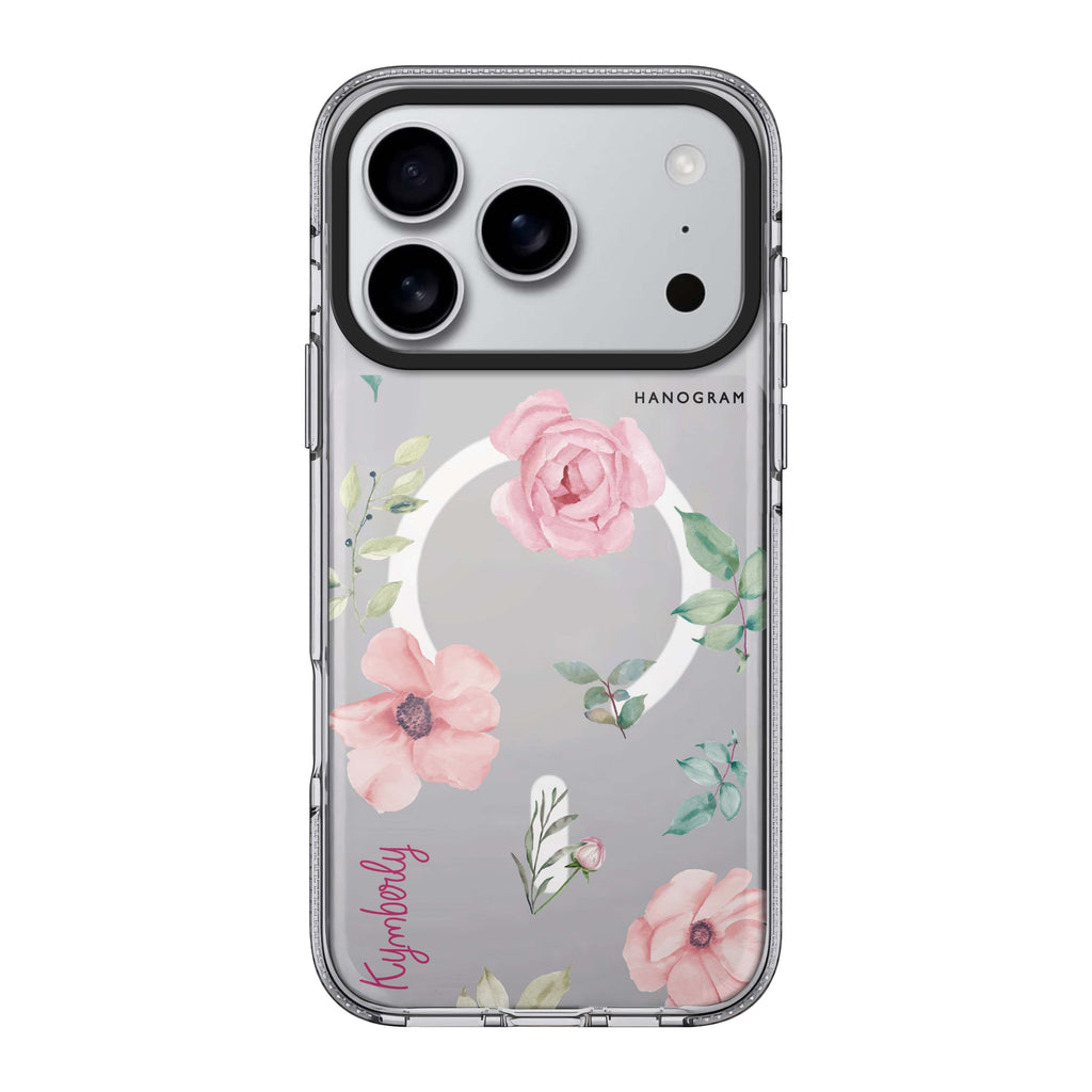 Rose Flower personalized name pink flower floral iPhone 17 Pro Max ultra clear case