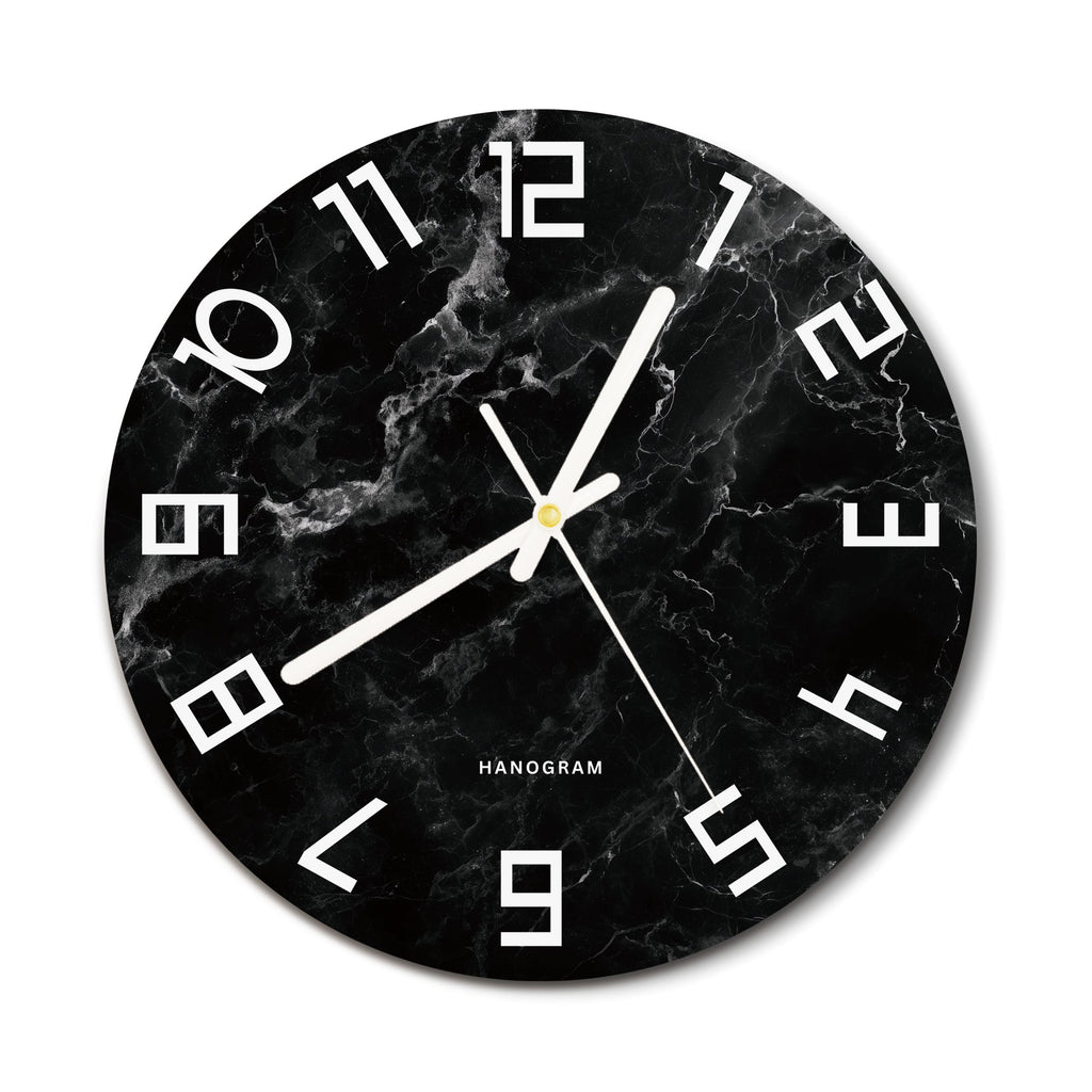 Midnight Stone Classic premium glass wall clock, marble home decor clock, main view