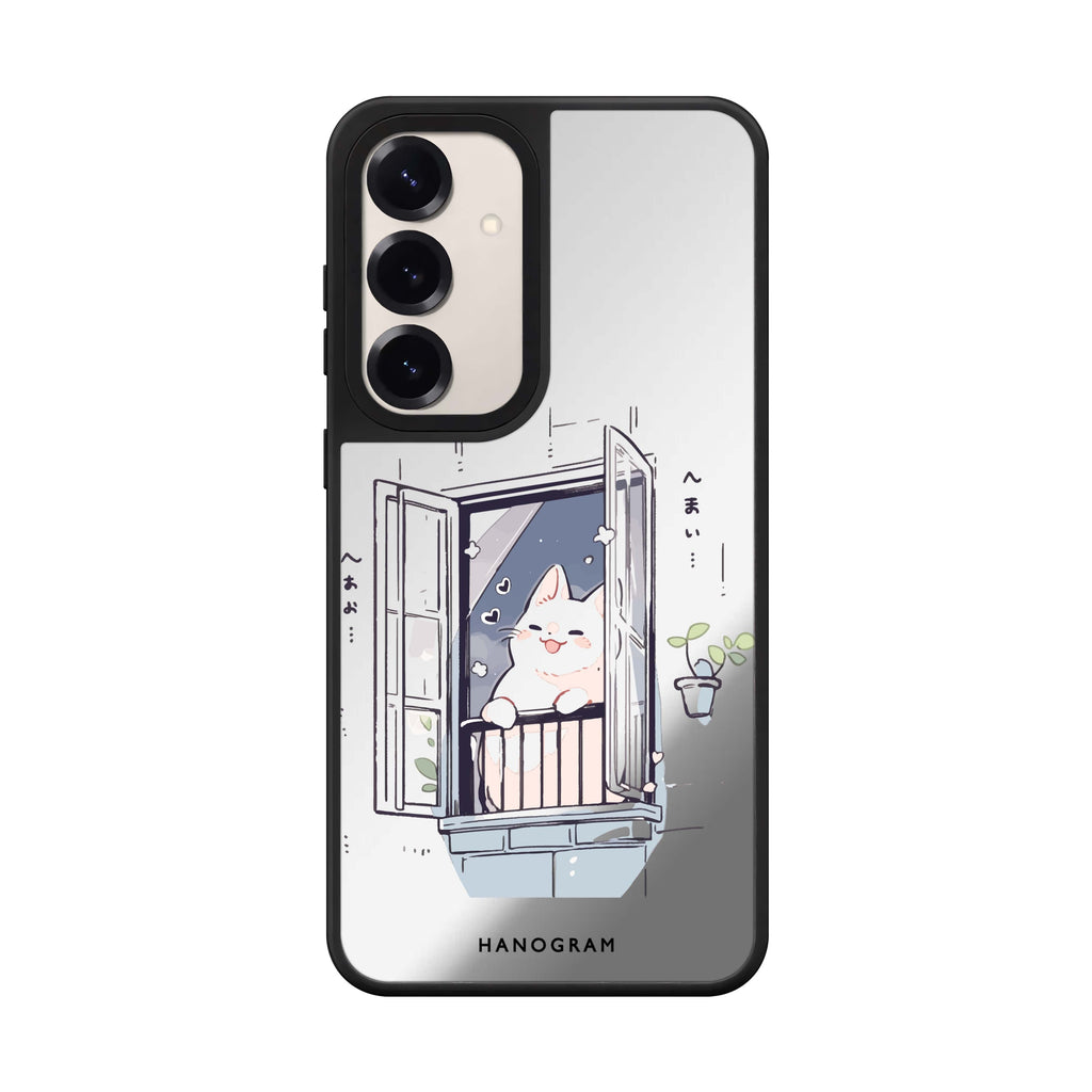 Ledge Lounging Kitty Samsung Galaxy mirror case front view