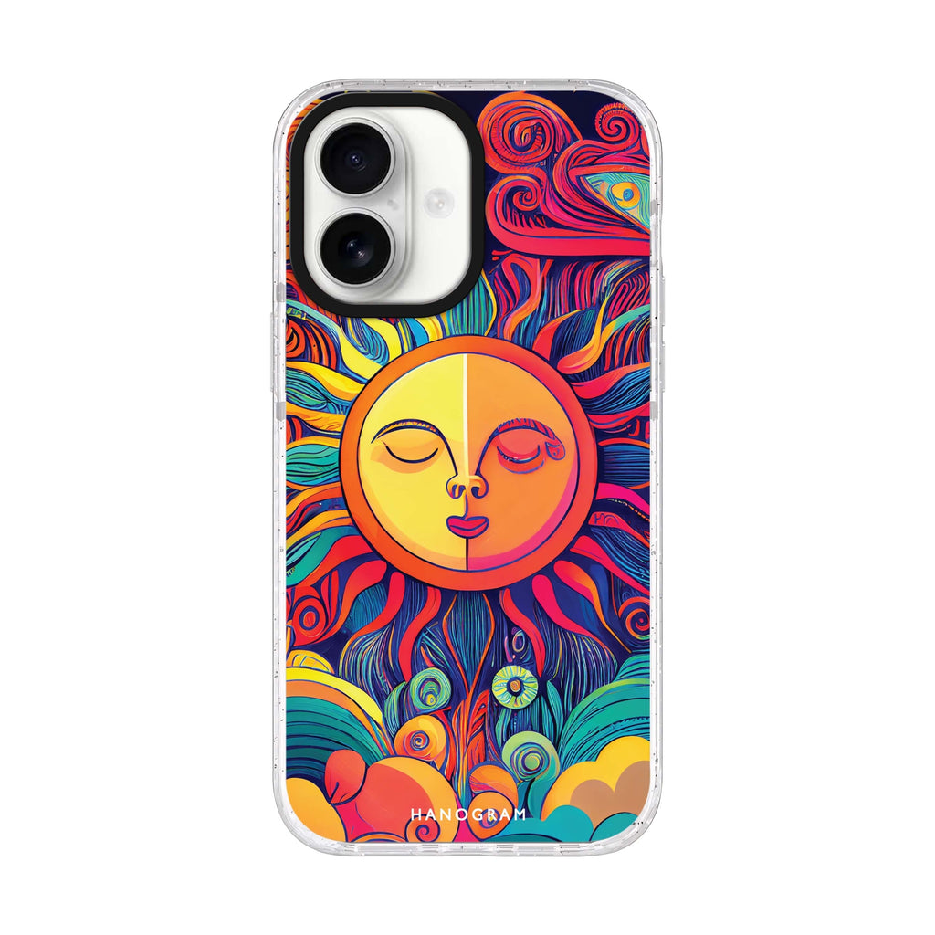 Magic Sun Face iPhone 17 ultra clear MagSafe case, front product view