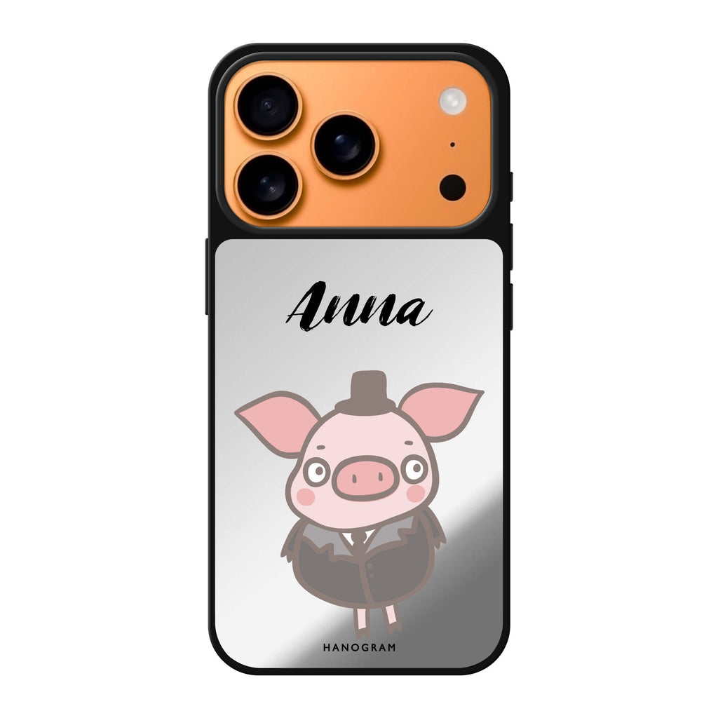 Funny Piggy personalized name pig animal playful iPhone 17 Pro Max mirror case