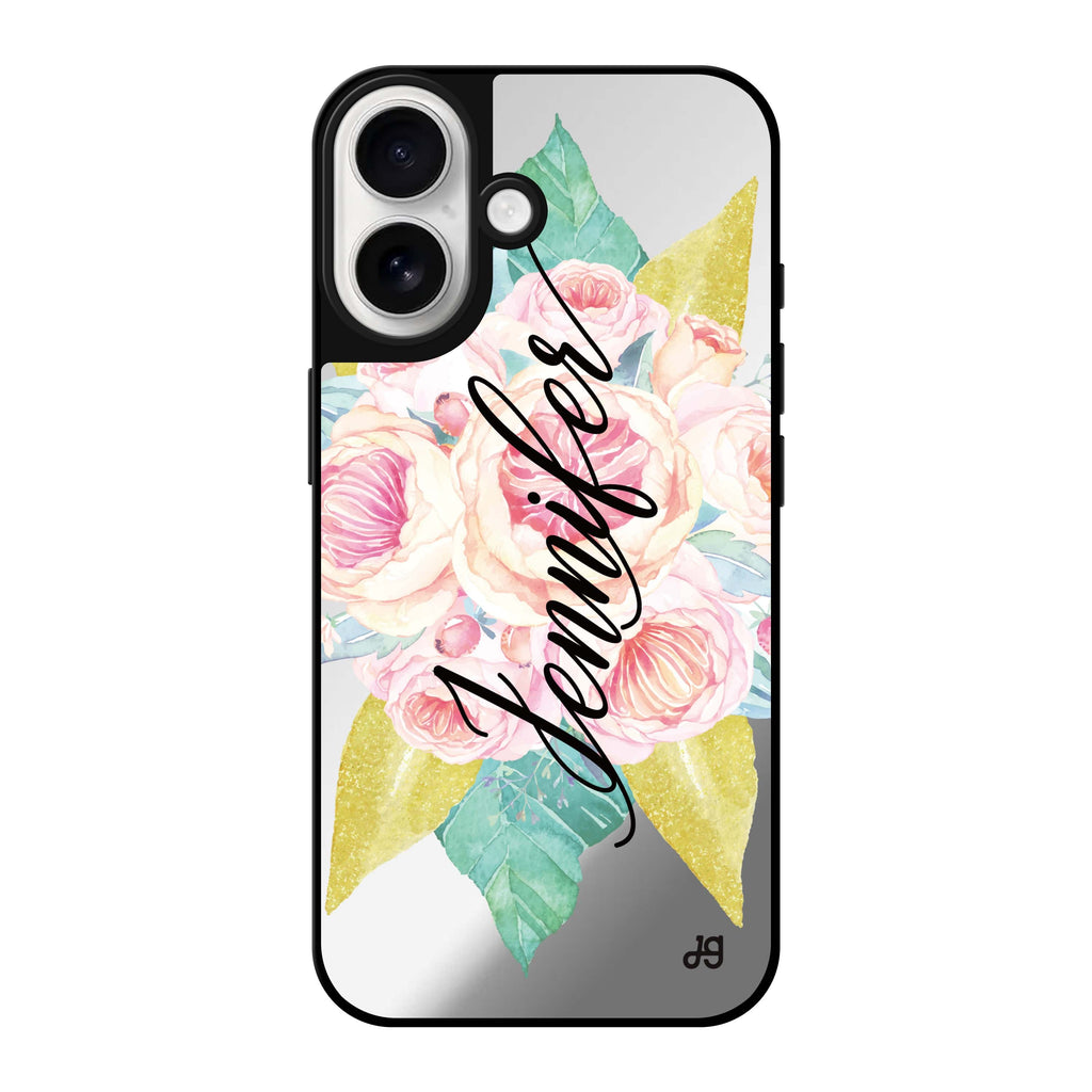 Reflective iPhone 16 Mirror Case –Abloom Rose Design