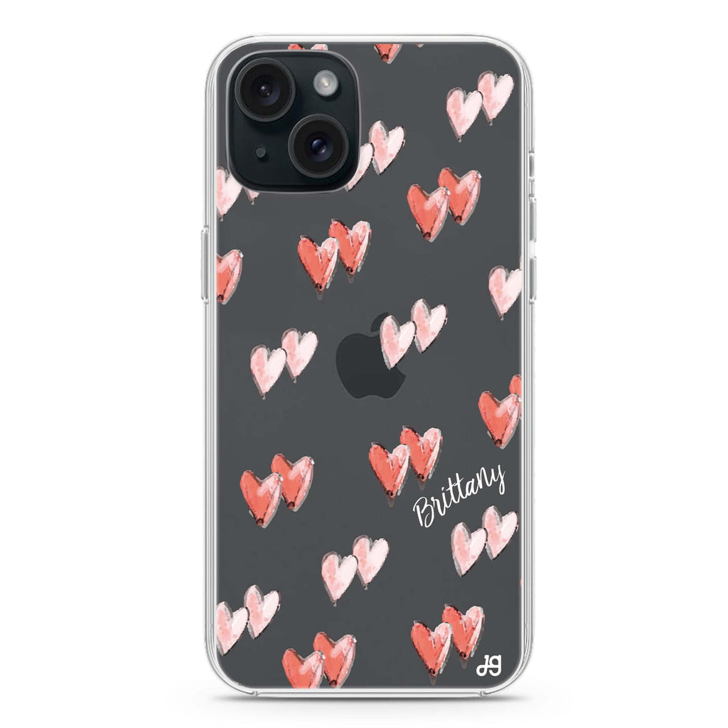 Double Heart iPhone 15 plus Ultra Clear Case