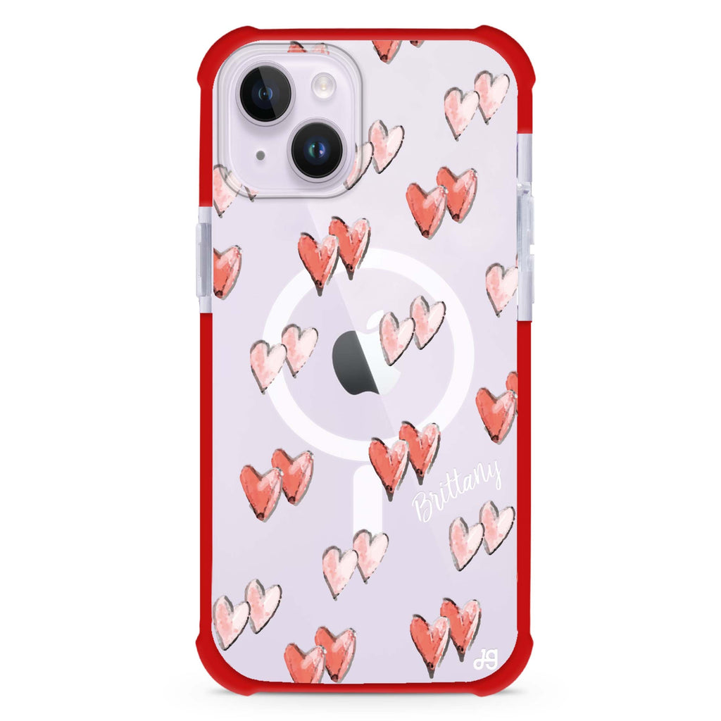 Double Heart iPhone 15 Plus MagSafe Compatible Ultra Shockproof Case