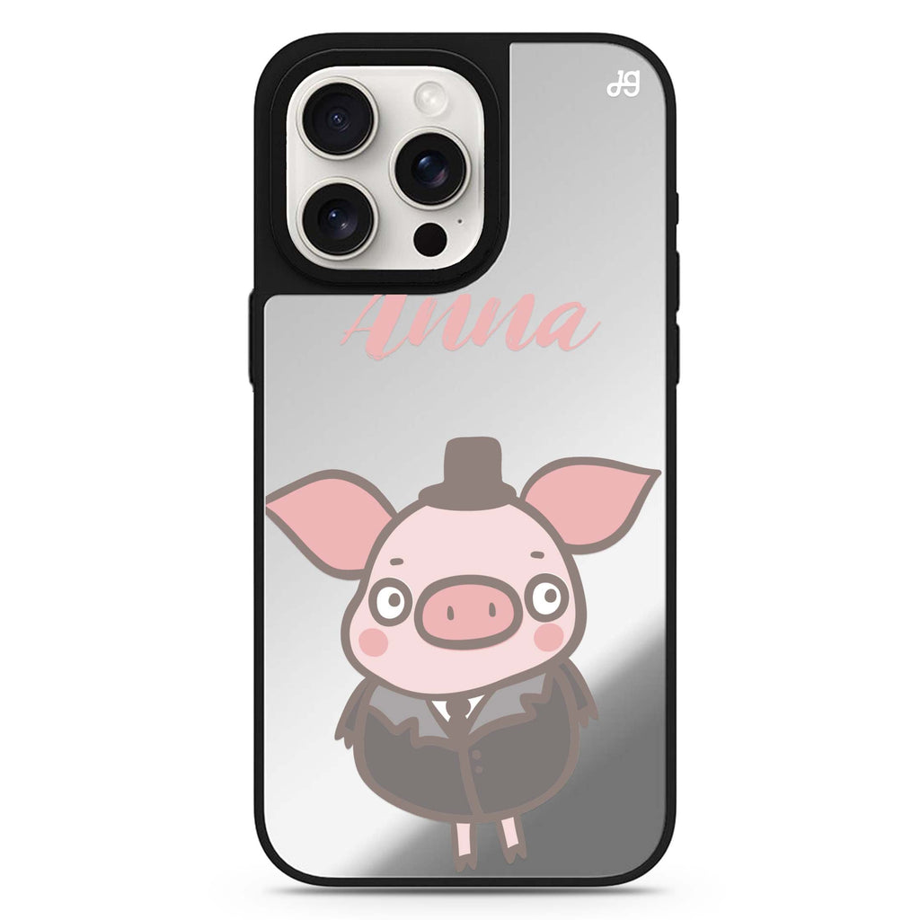 Funny Piggy personalized name MagSafe mirror case for iPhone 16/15/14 Pro Max and Pro, main view