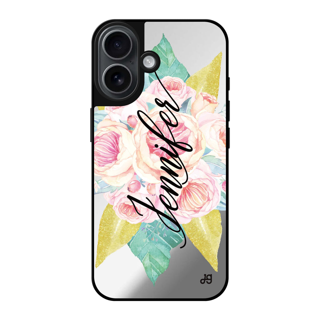 Reflective iPhone 16 Mirror Case –Abloom Rose Design
