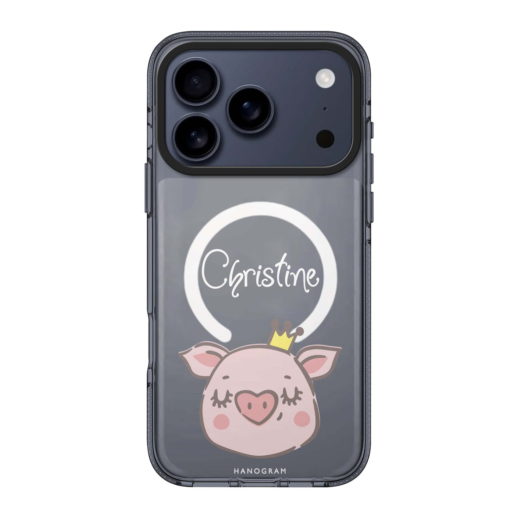 Piggy Queen personalized name pig animal portrait iPhone 17 Pro Max ultra clear case