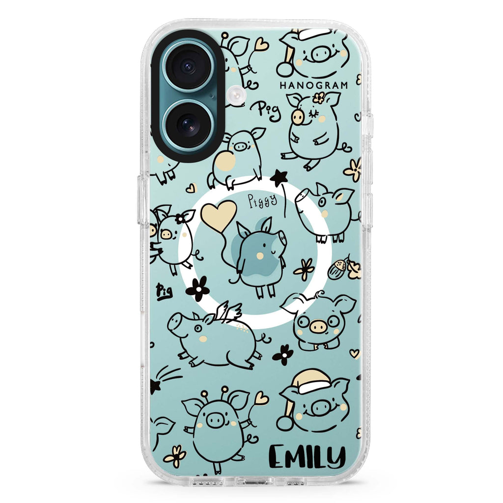 Lovely Piggy MagSafe Compatible iPhone 16 Ultra Clear Case - Personalized and Stylish Protection