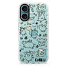 Lovely Piggy custom name iPhone 16 and 16 Plus ultra clear case, transparent romantic artwork, front product view