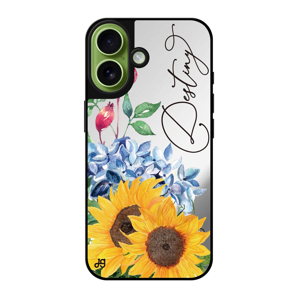 Reflective iPhone 16 Mirror Case –Blooming Sunflower Design