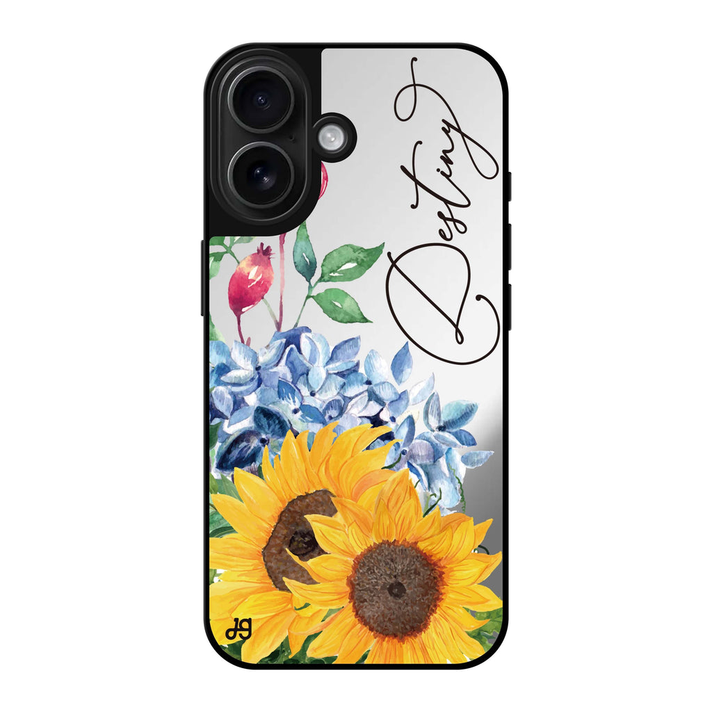 Reflective iPhone 16 Mirror Case –Blooming Sunflower Design