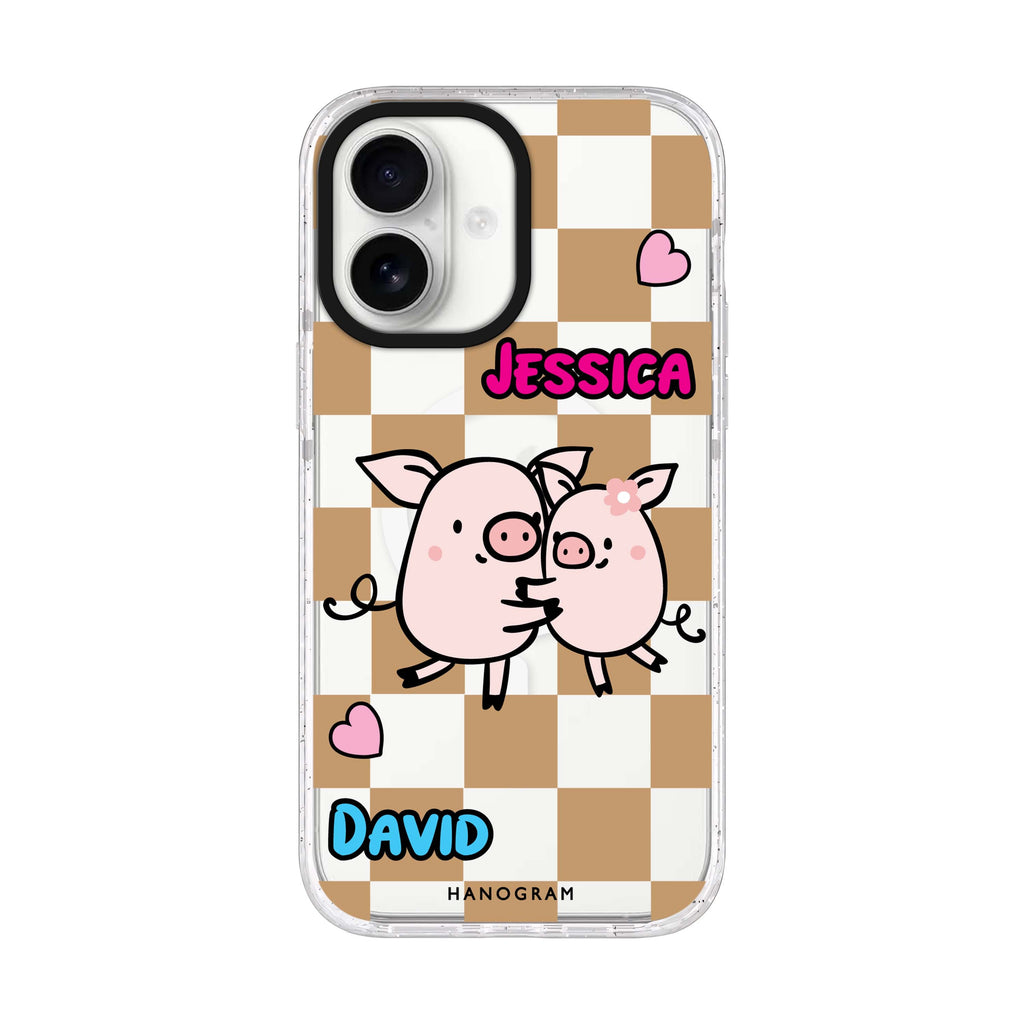 Love Pig personalized name iPhone 17 ultra clear MagSafe case, front product view