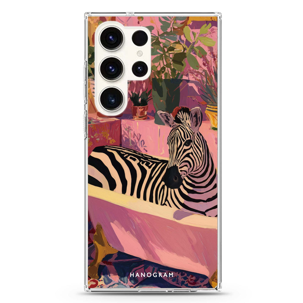 Zebra Bath Samsung Galaxy S26/S25/S24/S23/S22 Ultra ultra clear case, transparent design, main view
