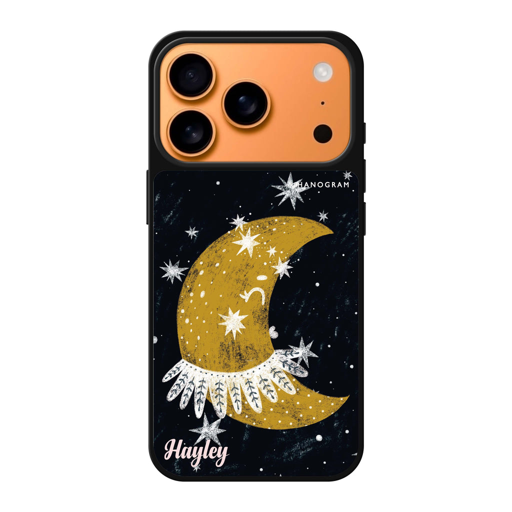 Cute Half Moon personalized name moon celestial cute iPhone 17 Pro Max mirror case