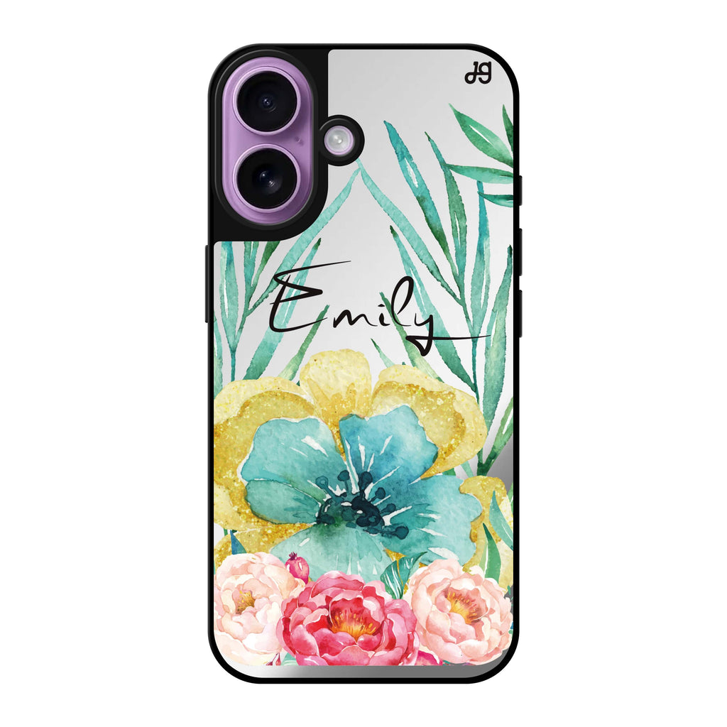 Reflective iPhone 16 Mirror Case –The Great Golden Flower Design