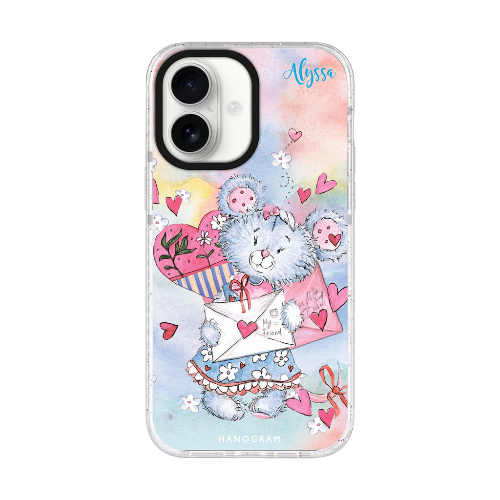 Sweet Bear Style 2 personalized name iPhone 17 ultra clear MagSafe case, front product view