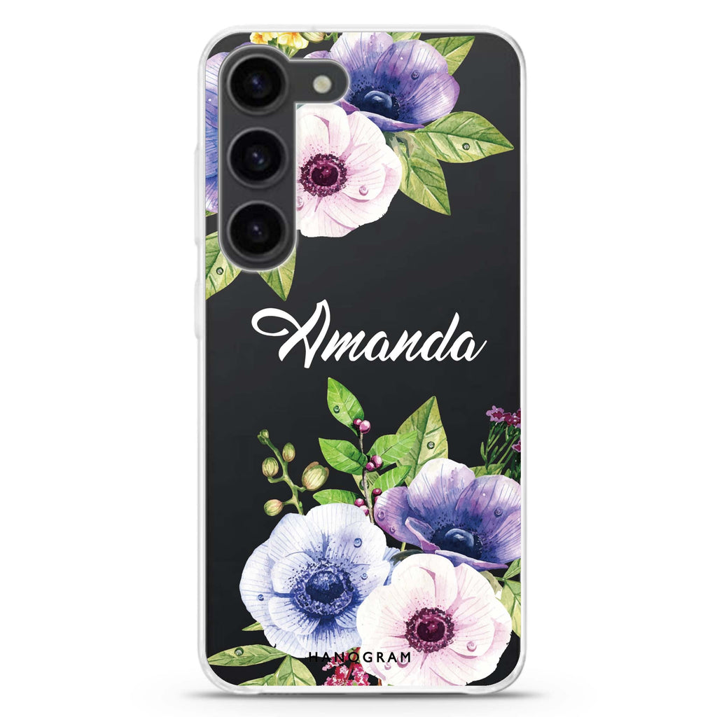 Blooming Flowers personalized ultra-clear case for Samsung Galaxy S23/S22, front view