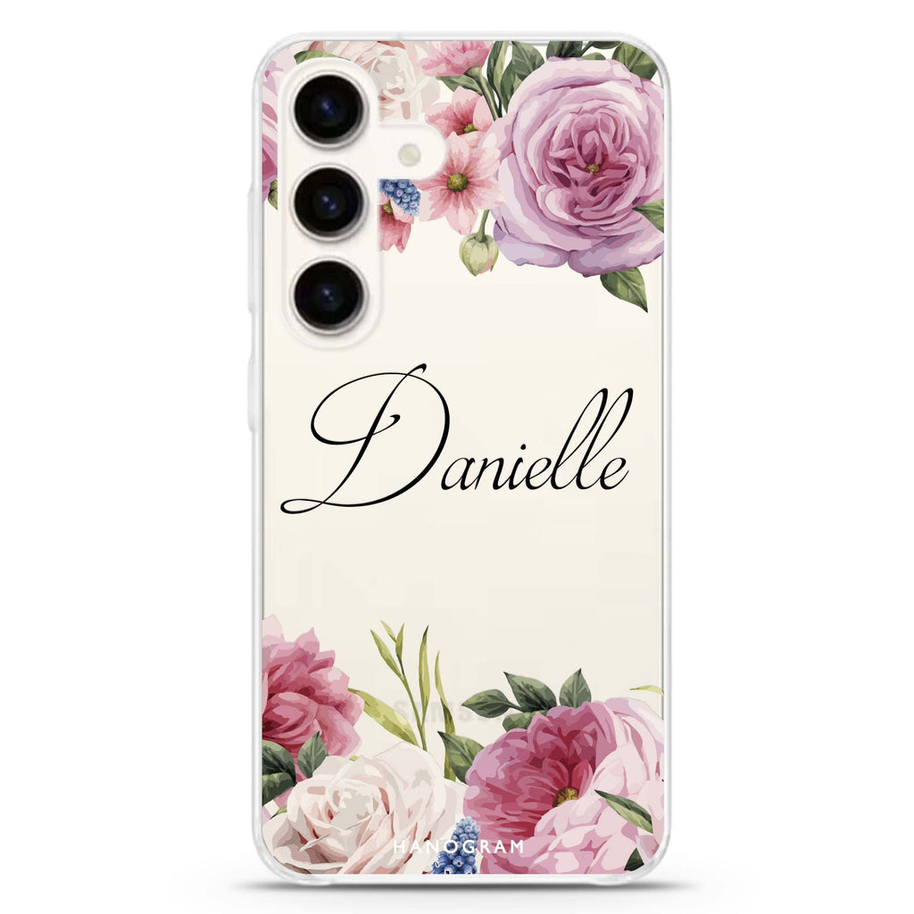 Light Pink Floral Samsung Galaxy Ultra Clear Case