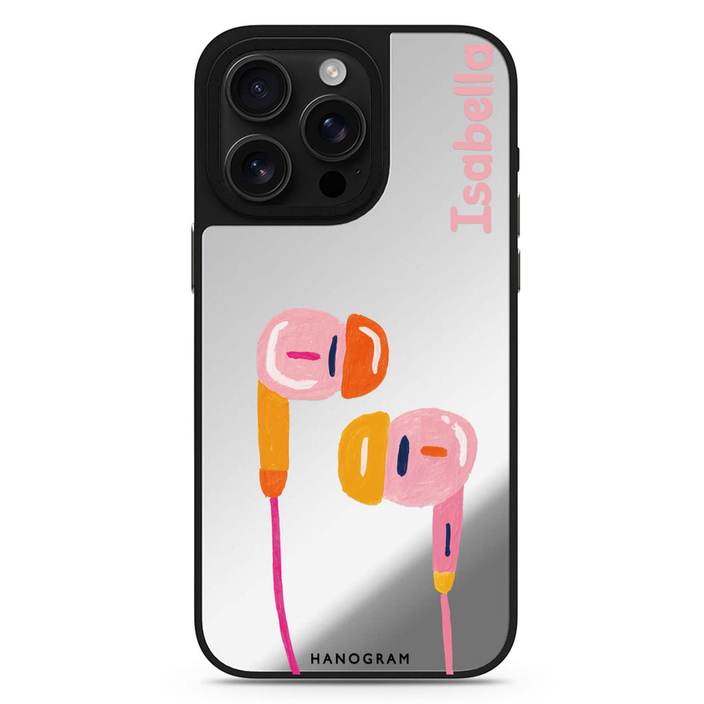 Pastel Beats personalized name MagSafe mirror case for iPhone 16/15/14 Pro Max and Pro, main view