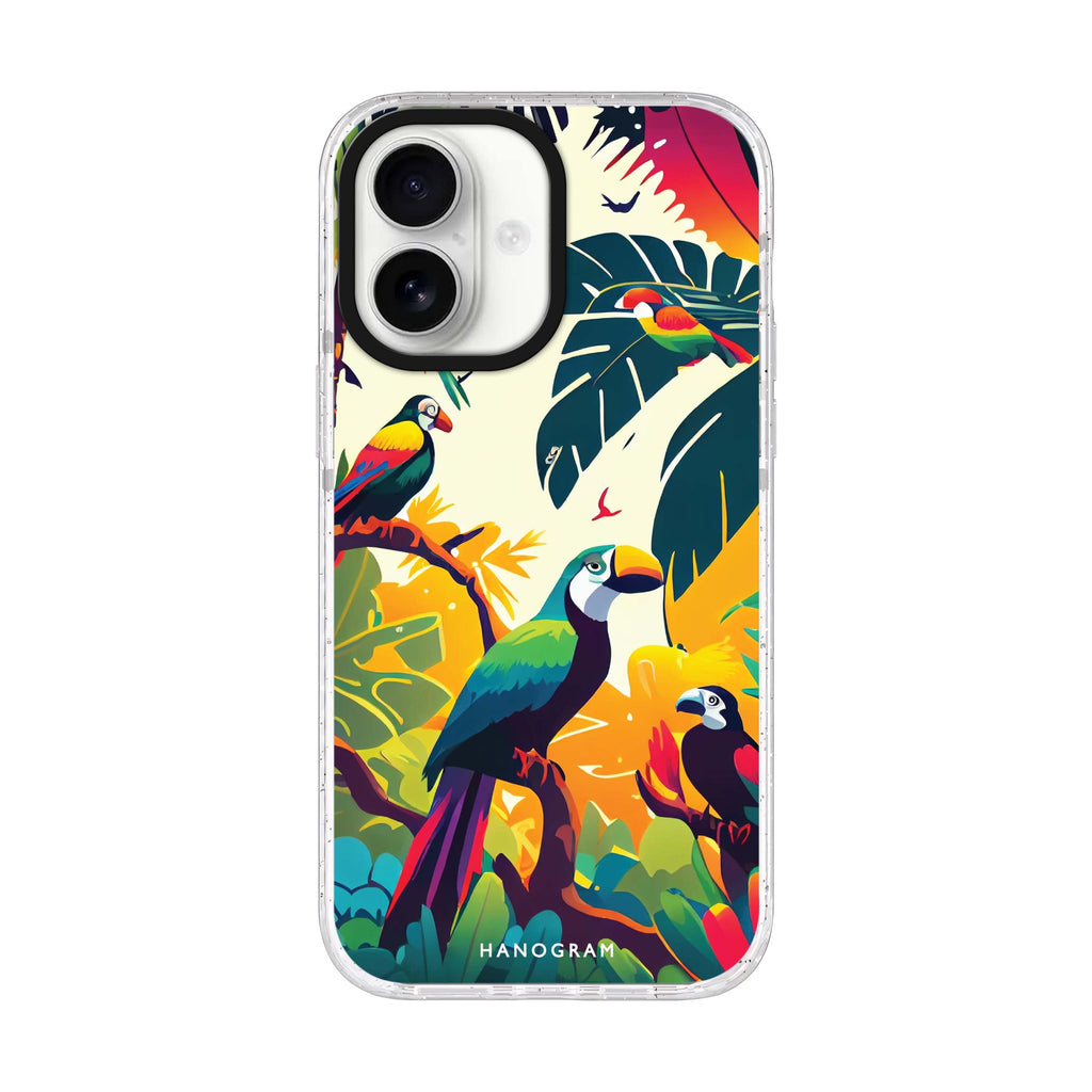 Tropical birds Style 2 iPhone 17 ultra clear MagSafe case, front product view