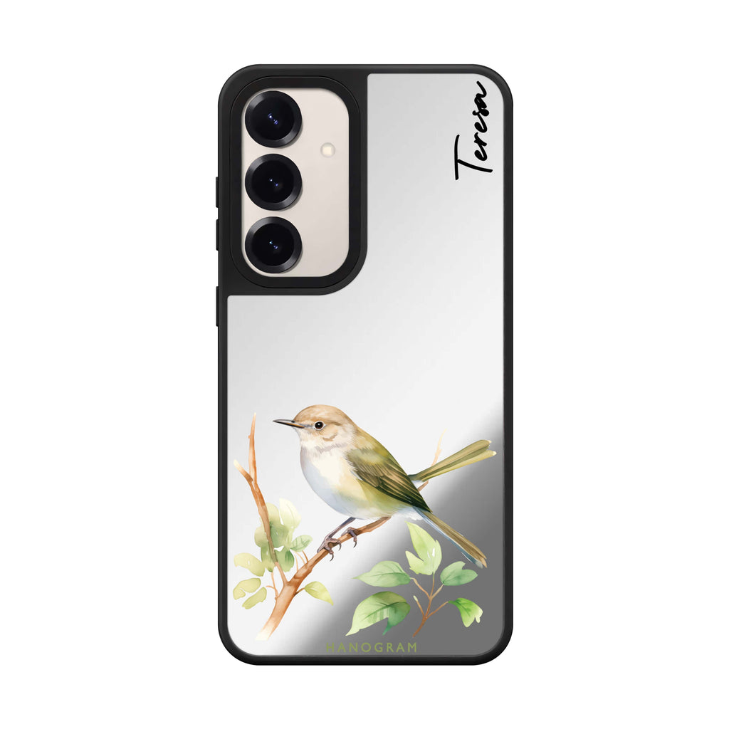 Custom name Warbler Whisper Samsung Galaxy mirror case front view