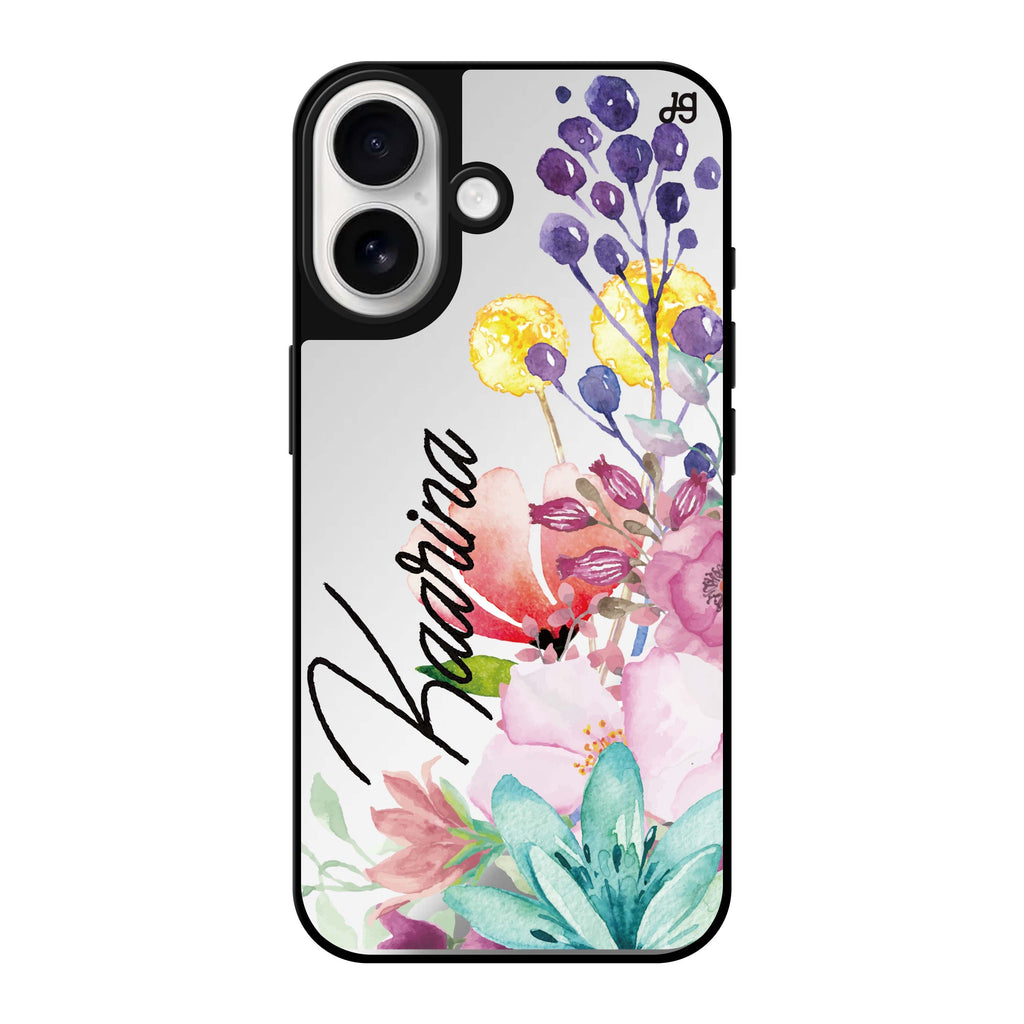 Reflective iPhone 16 Mirror Case –Precious Garden Florals Design