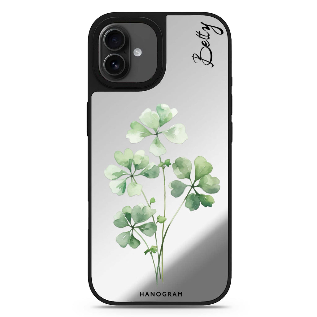Luck's Leaf personalized name nature design iPhone 17 mirror case