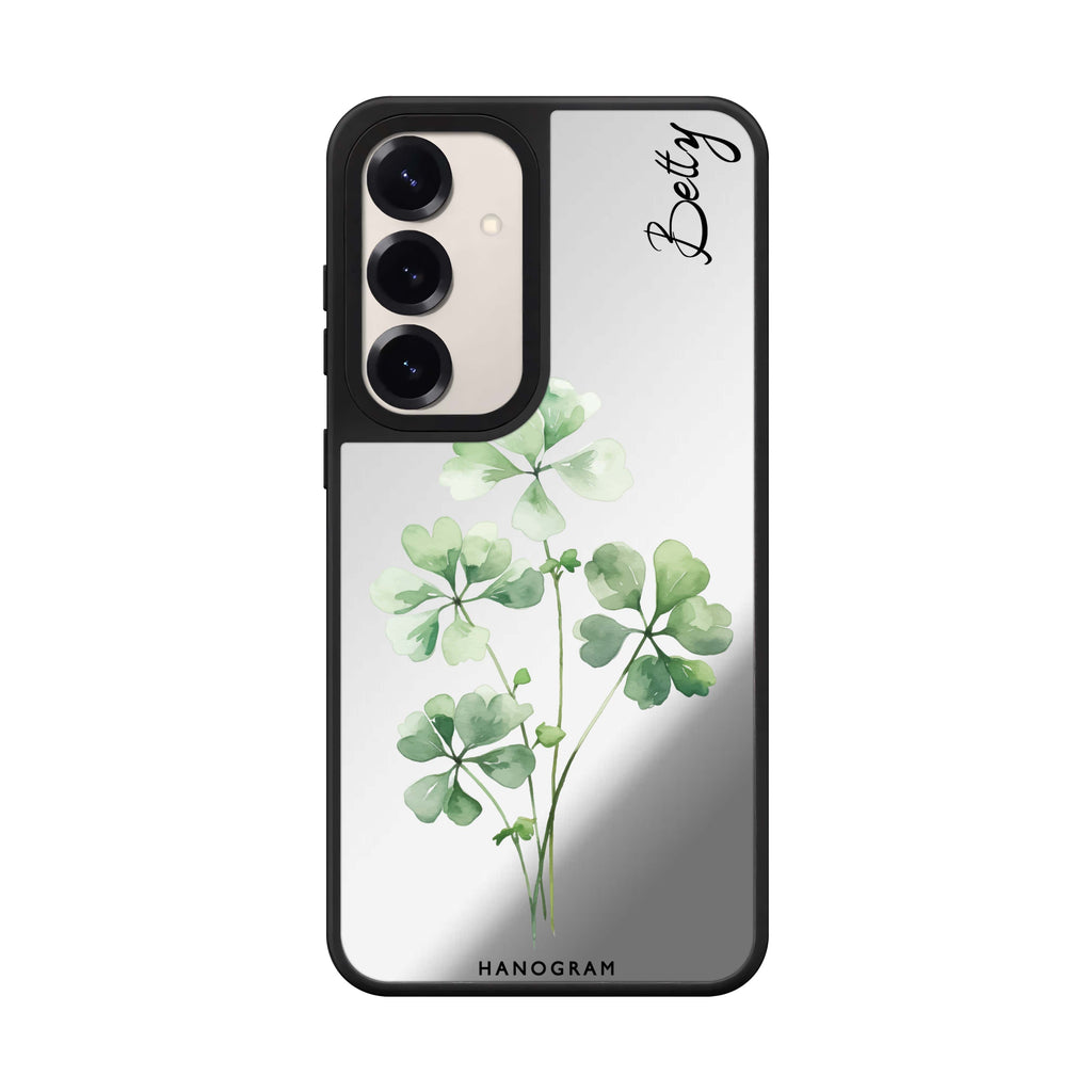Custom name Lucks Leaf Samsung Galaxy mirror case front view