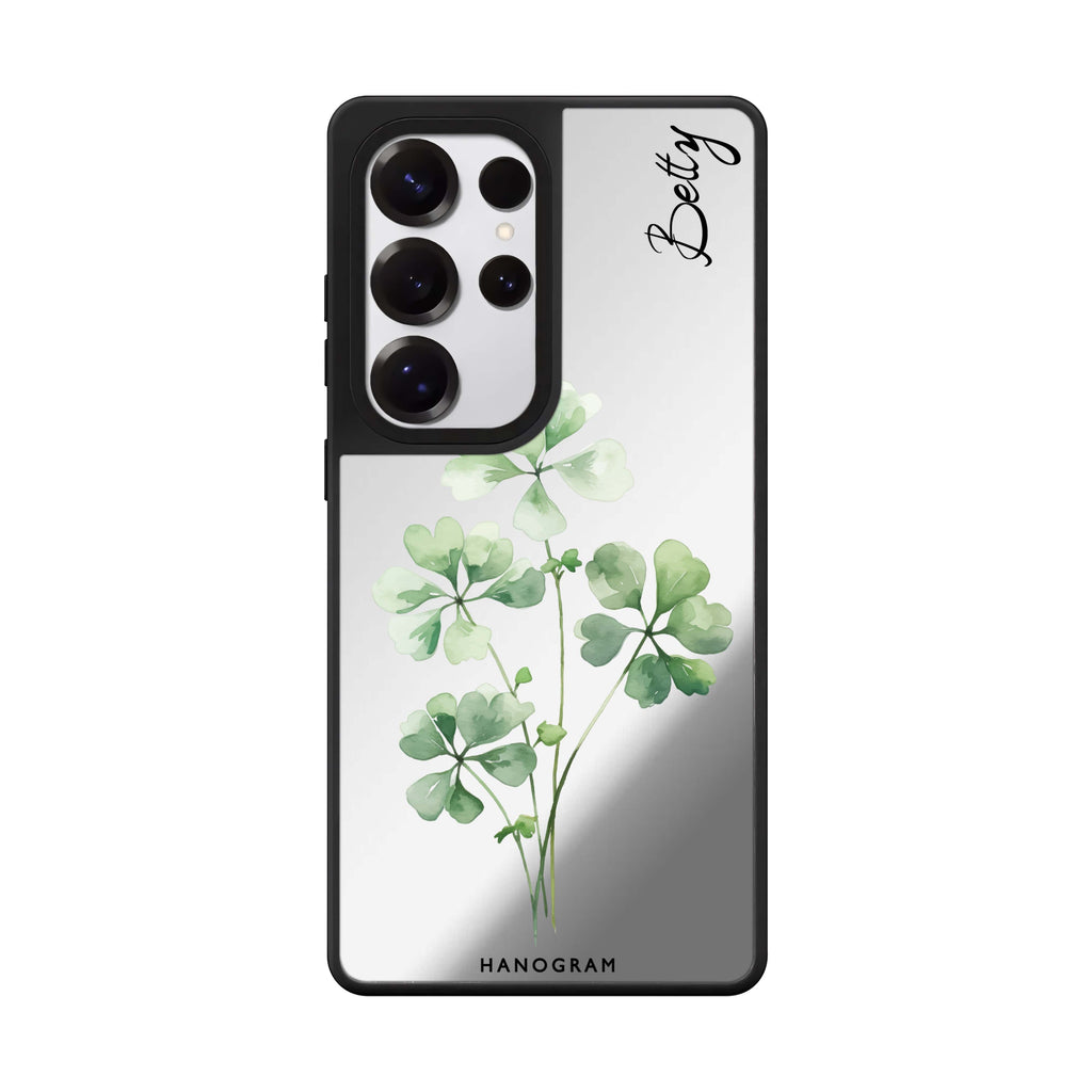 Custom Luck's Leaf Samsung Galaxy S25 S24 S23 Ultra mirror case, front view