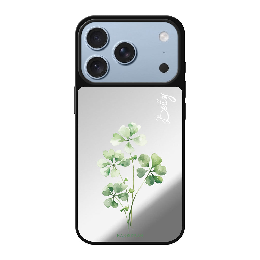 Luck's Leaf personalized name tree floral nature iPhone 18 Pro Max mirror case