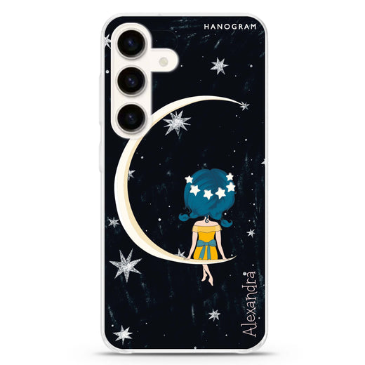 Cute Girl Moon Samsung Galaxy Ultra Clear Case