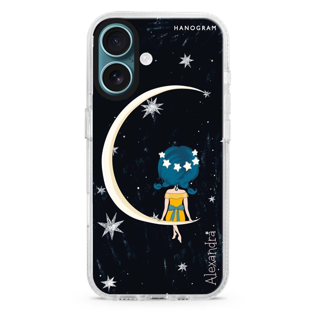 Cute Girl Moon MagSafe Compatible iPhone 16 Ultra Clear Case - Personalized and Stylish Protection