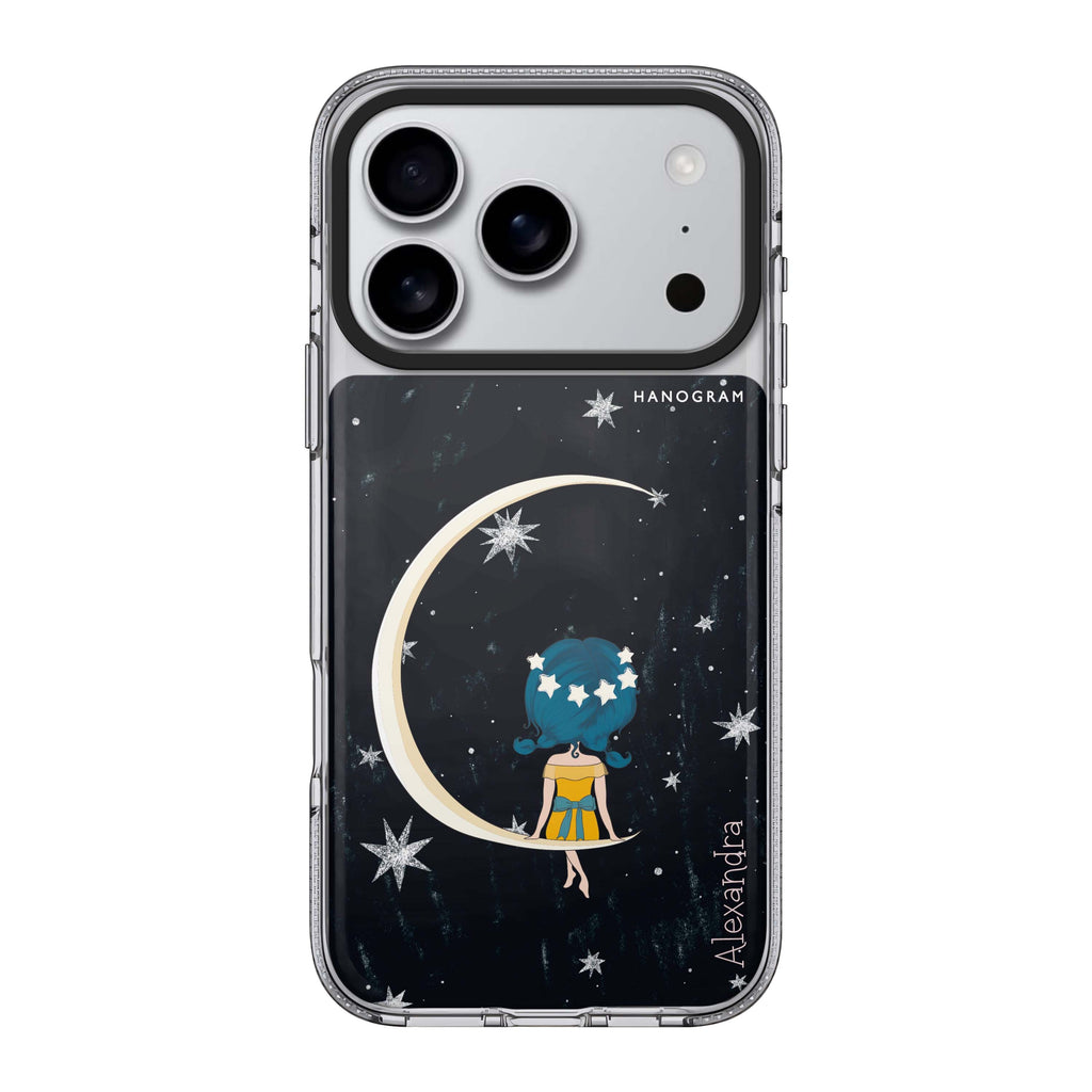 Cute Girl Moon personalized name moon celestial portrait cute iPhone 17 Pro Max ultra clear case