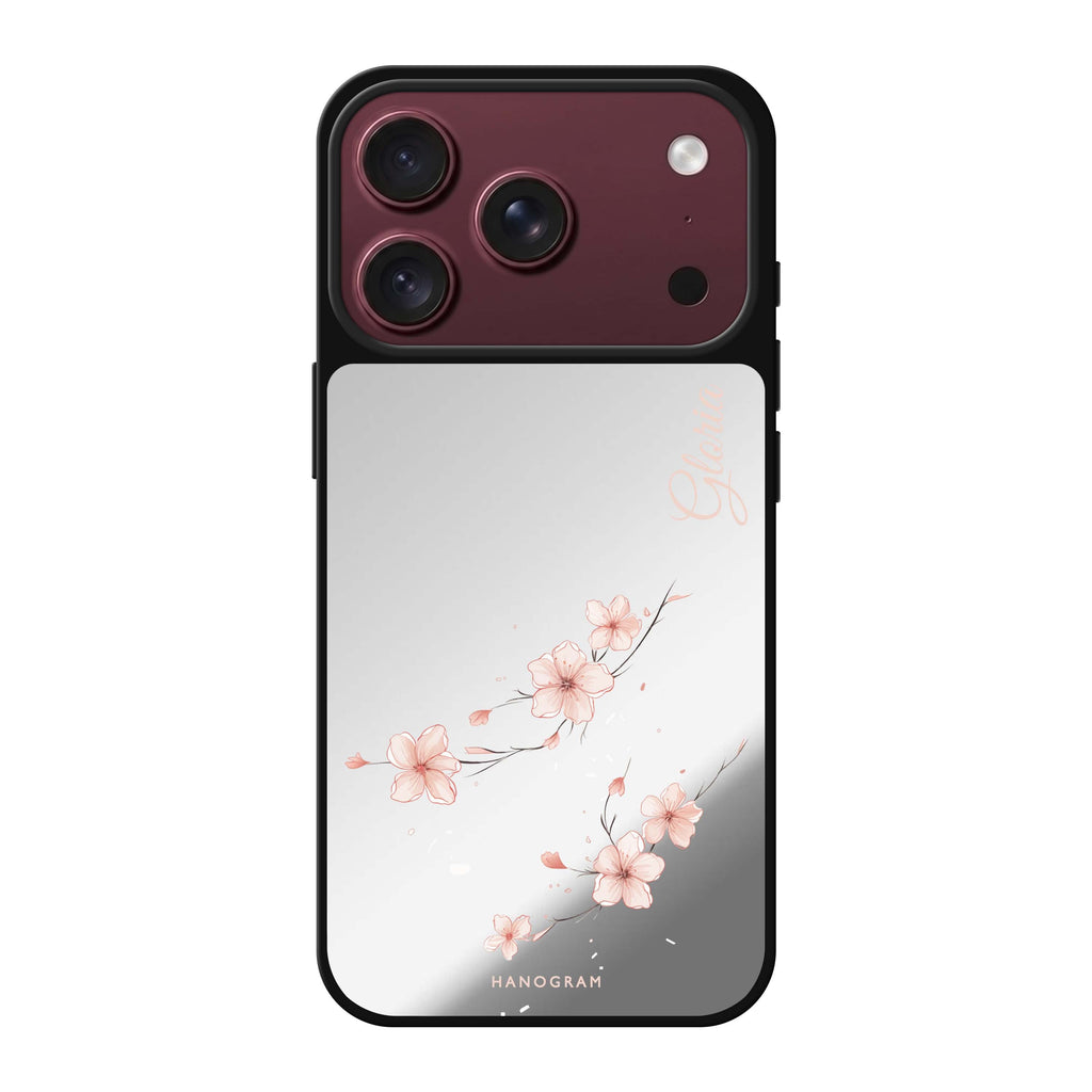 Sakura Spirit personalized name spring flower floral iPhone 18 Pro Max mirror case