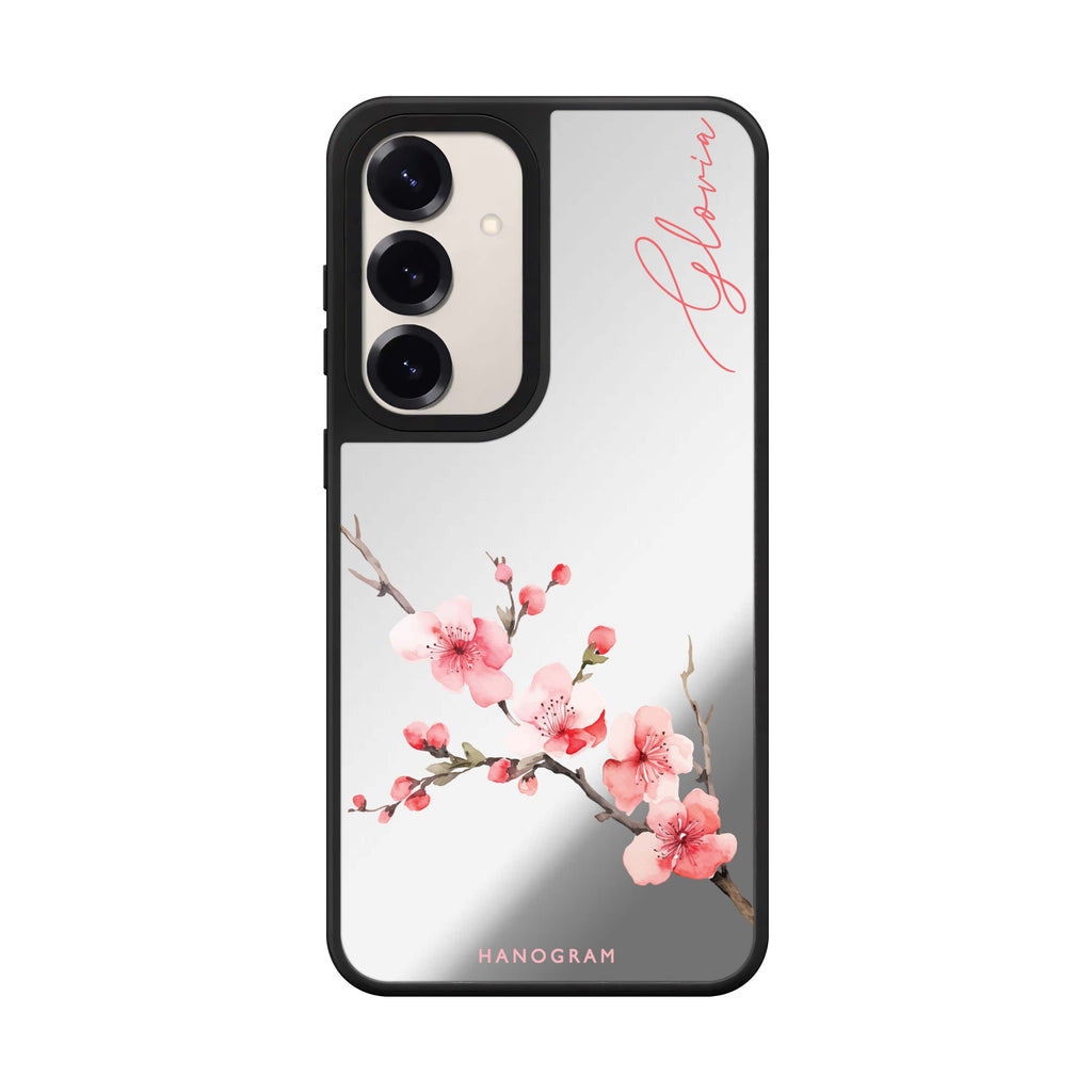 Custom name Cherry Bliss Samsung Galaxy mirror case front view