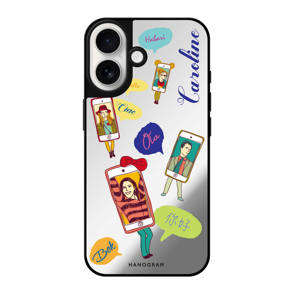 Reflective iPhone 16 Mirror Case –Phone Call Design