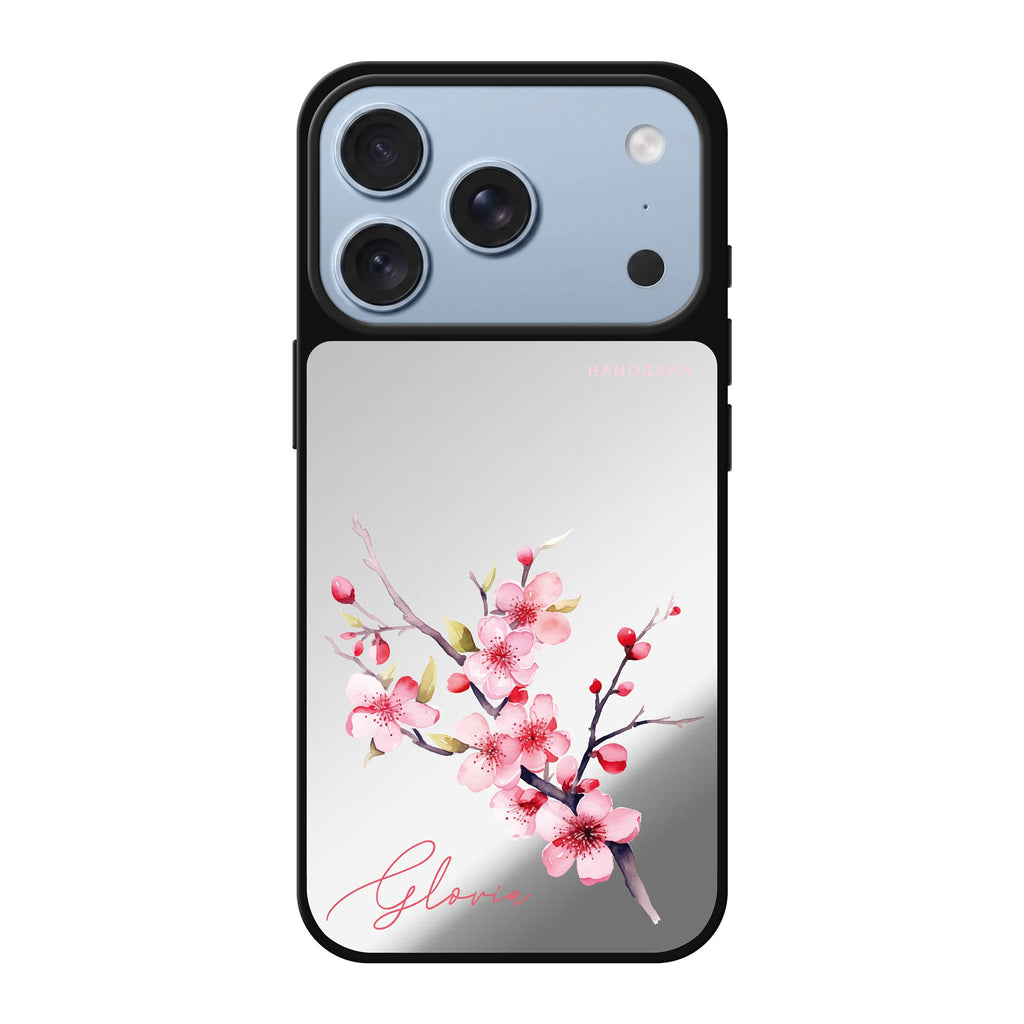Petal Harmony personalized name flower floral iPhone 18 Pro Max mirror case