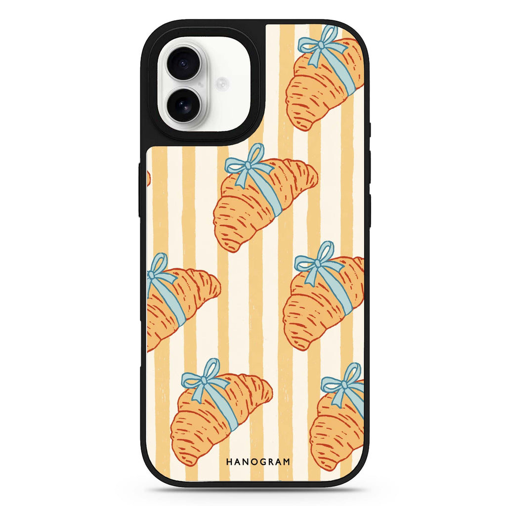 Croissants with Blue Bows iPhone 17 Mirror Case - View 1