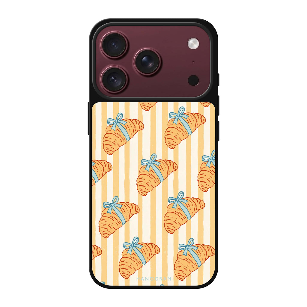 Croissants with Blue Bows iPhone 18 Pro Max Mirror Case - design view 1
