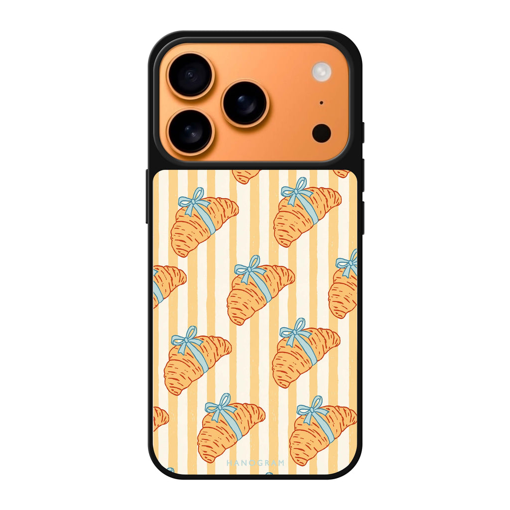 Croissants with Blue Bows iPhone 17 Pro Max Mirror Case - design view 1