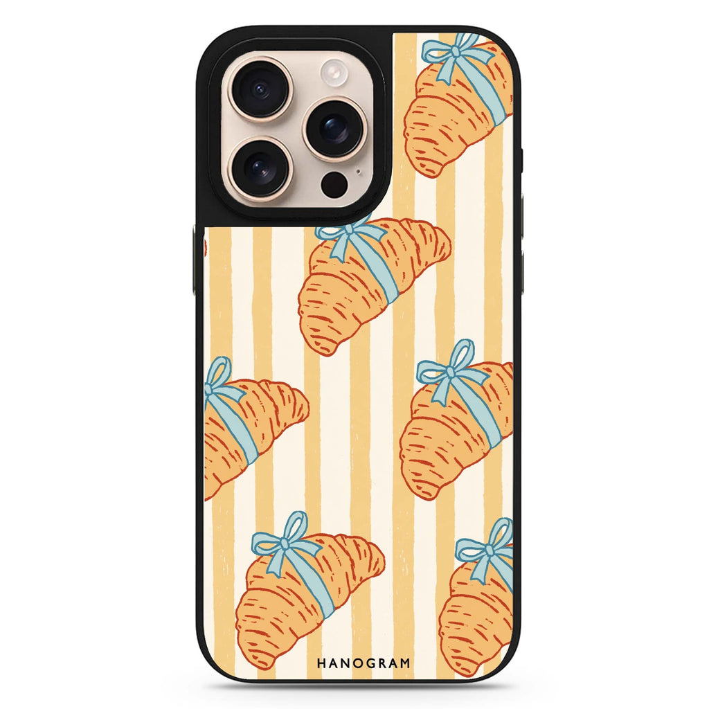 Croissants with Blue Bows iPhone Mirror Case – design view 1
