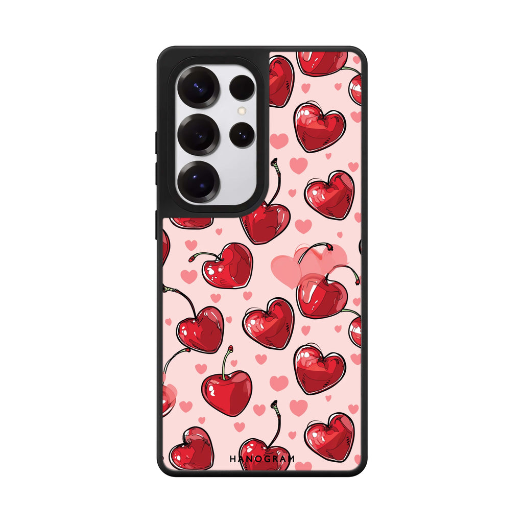 Cherry Amore Samsung Galaxy S25 S24 S23 Ultra mirror case, front view