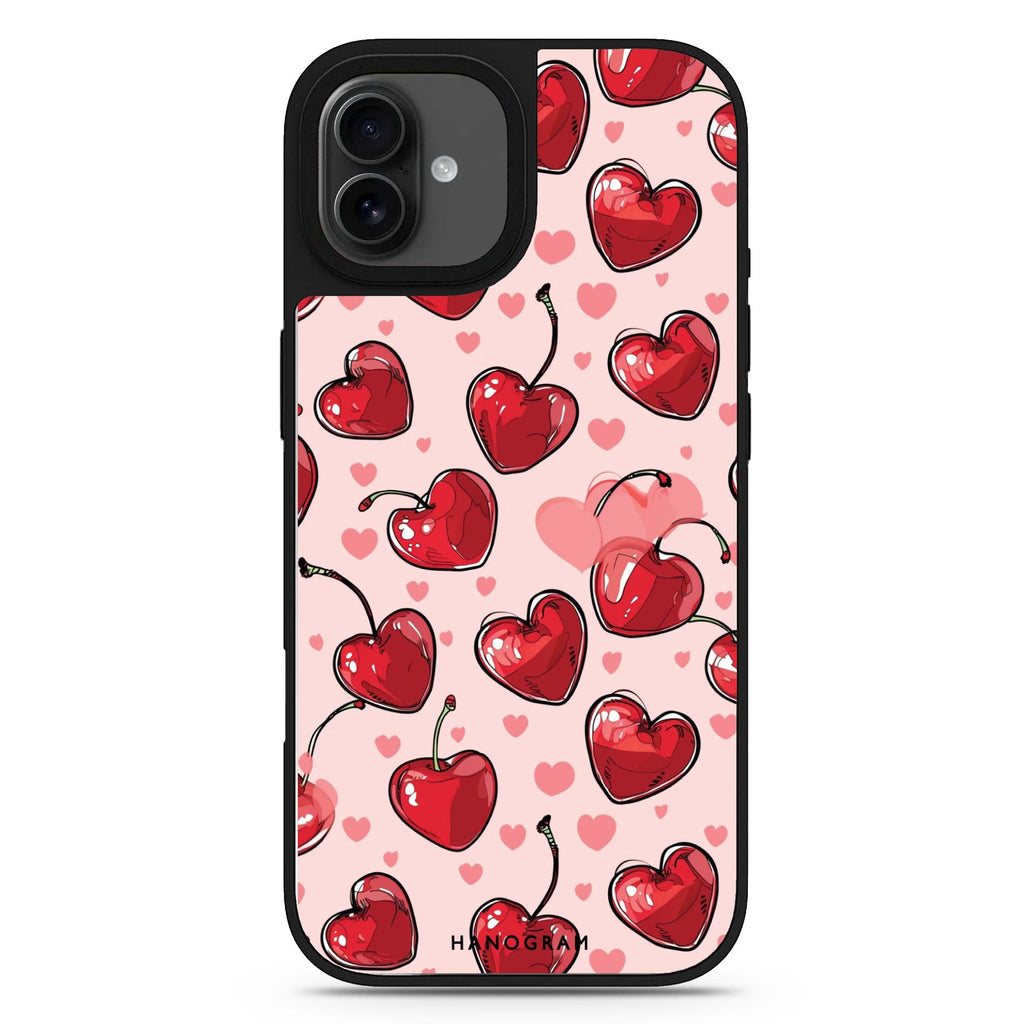 Cherry Amore fruit design iPhone 17 mirror case