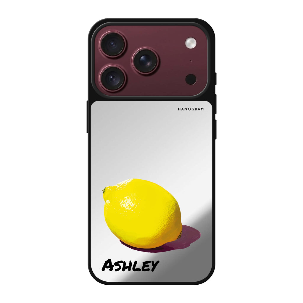 Lemon Lush personalized name fruit iPhone 18 Pro Max mirror case