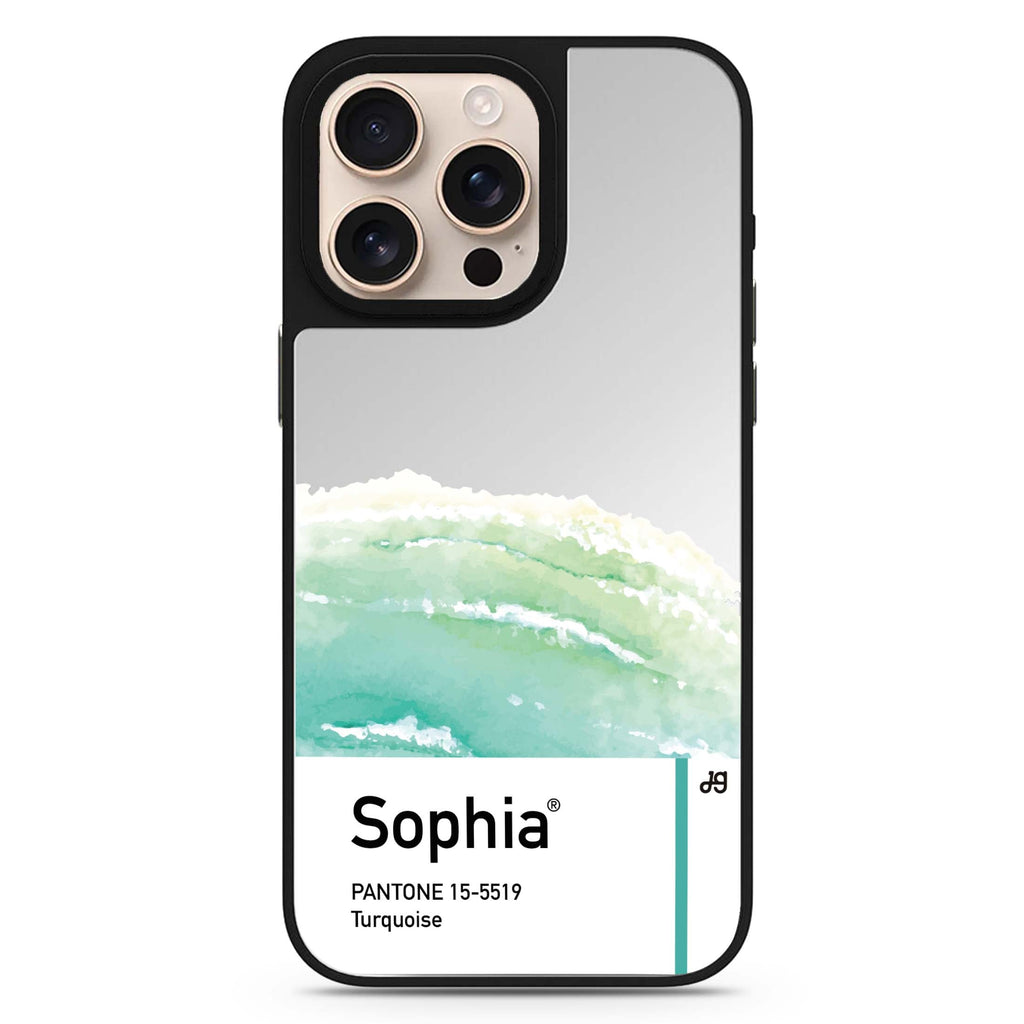 Turquoise I personalized name color-inspired design iPhone 16/15/14 Pro Max & Pro mirror case