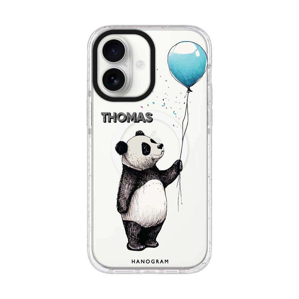 Little Panda personalized name iPhone 17 ultra clear MagSafe case, front product view