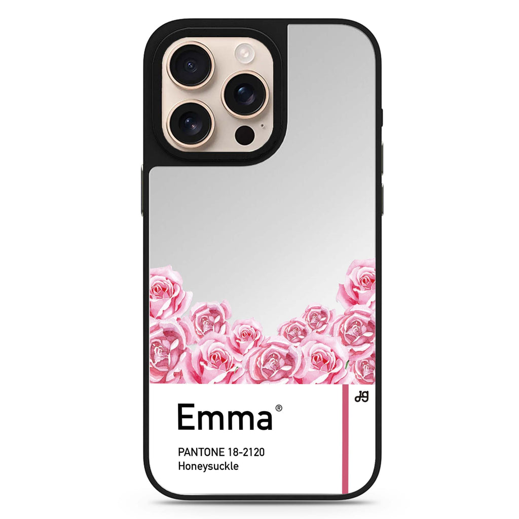 Honeysuckle I personalized name floral design iPhone 16/15/14 Pro Max & Pro mirror case